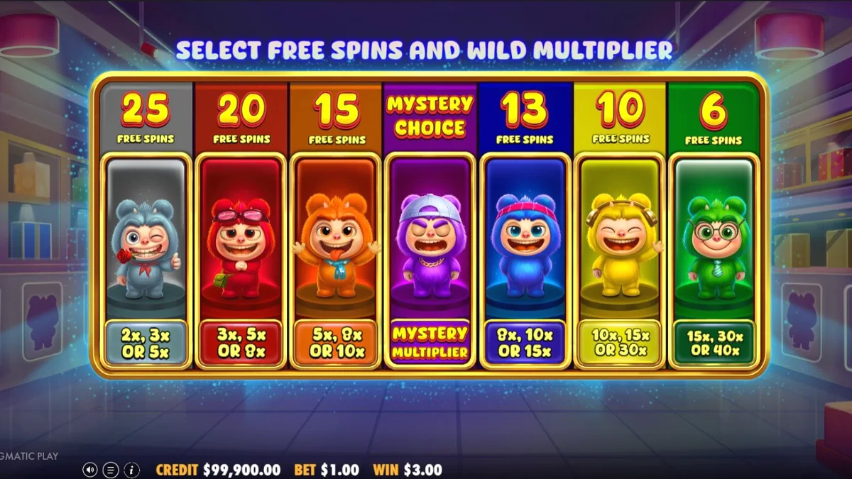 Interface colorida e temática do slot Furry Bonanza Megaways