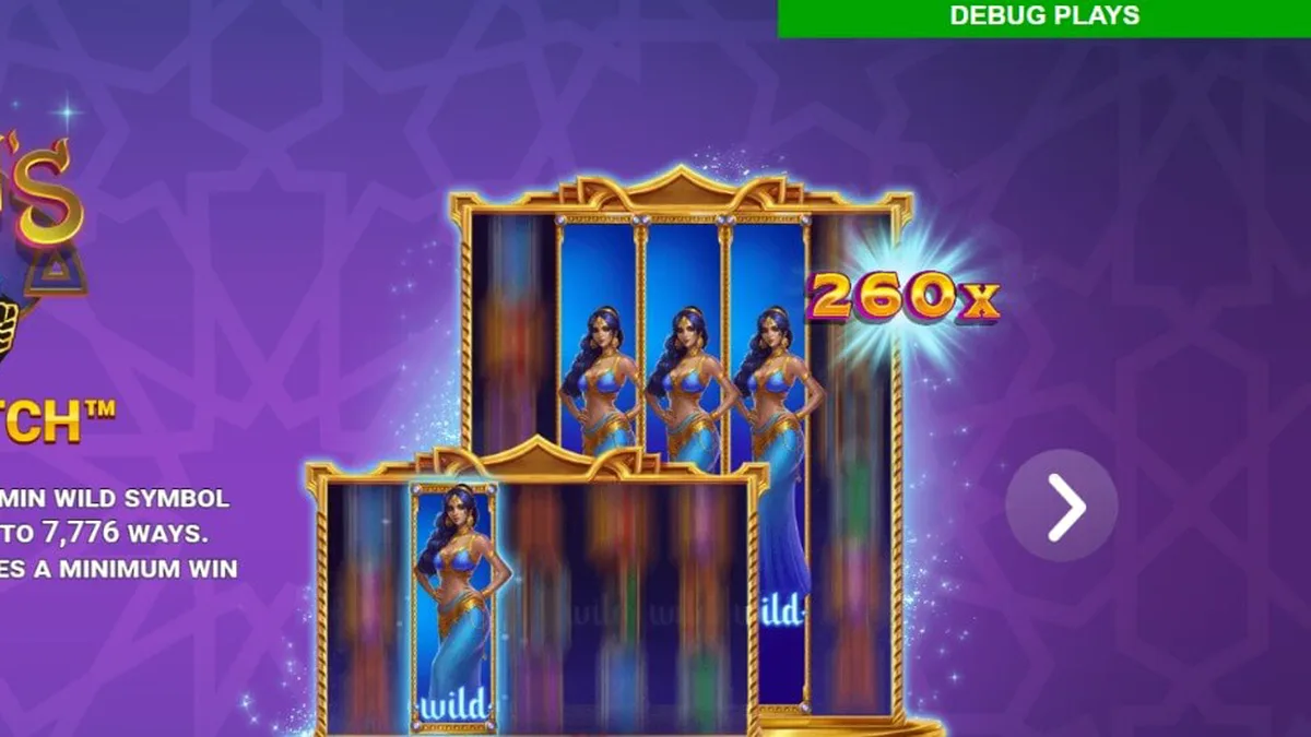 Interface do jogo Jazmin’s Wild Ways Smash Pots com temática árabe e símbolos brilhantes